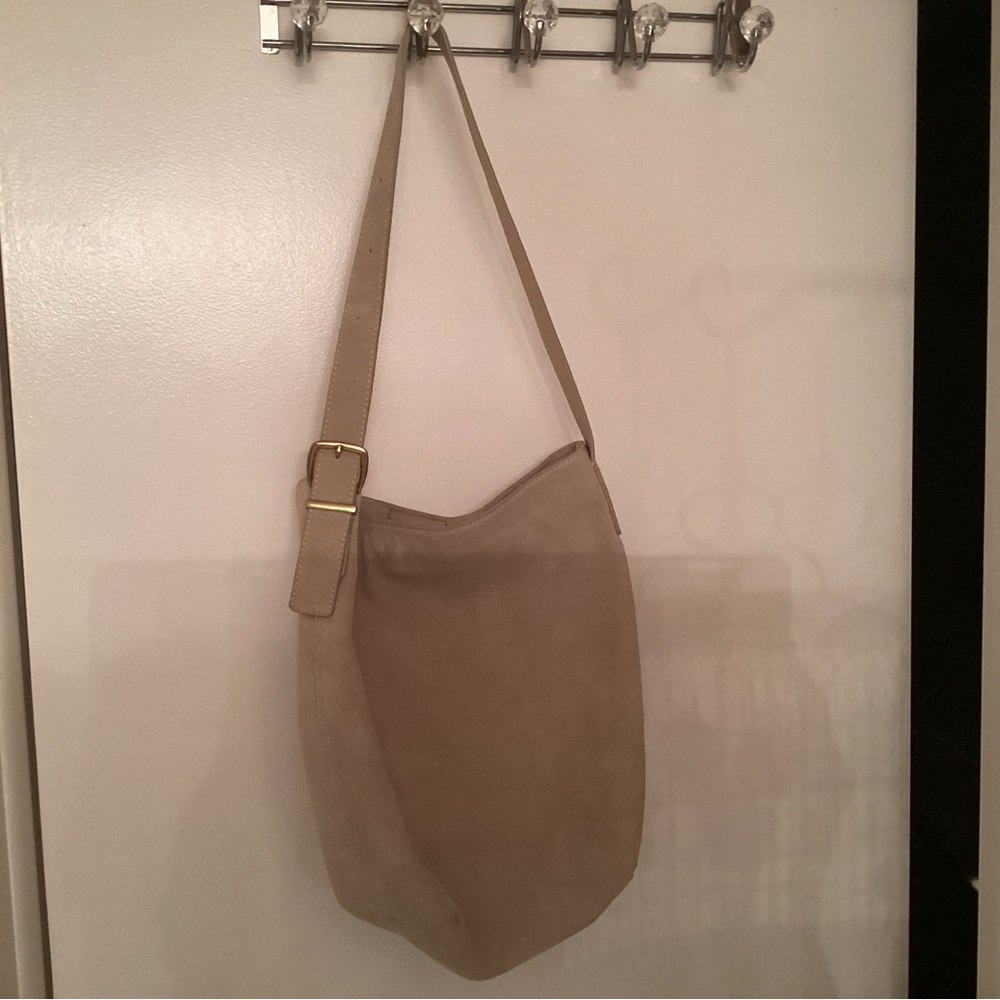 Suede Cream Shoulder Hobo Tote by Margot of NY. New no Tag.